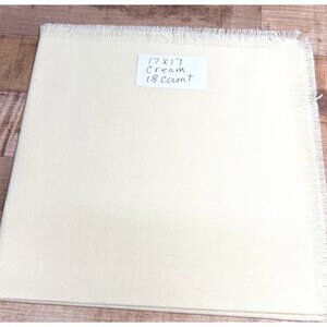 17x17 Cream Embroidery Cross Stitch Fabric 18 Count Even weave Fringed Edges